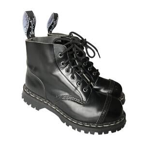 Original Gripfast Black Cap 6 Eye Steel Toe Leather Combat Boots Size 3.5 UK